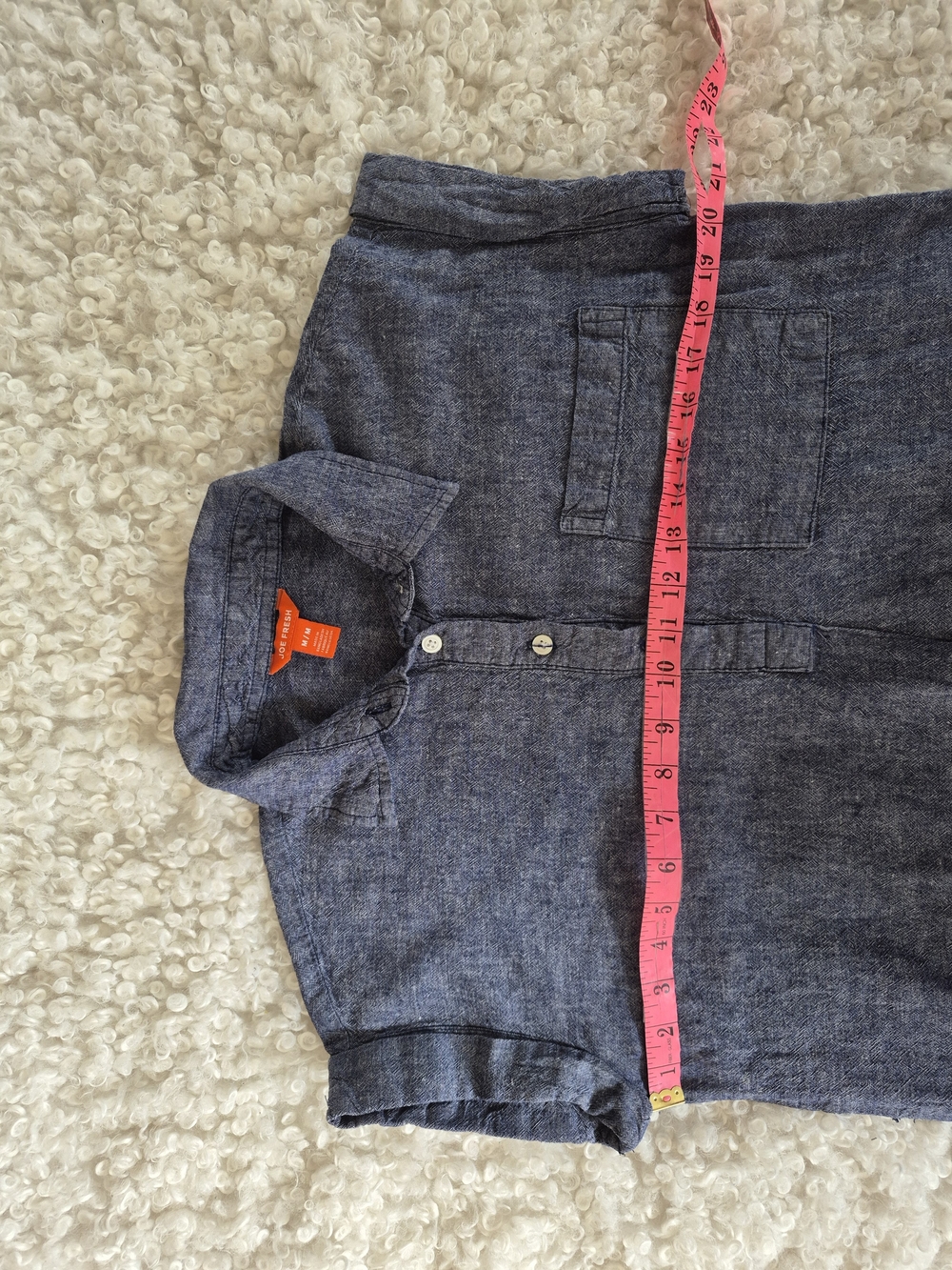 Joe Fresh Linen Shirt Dress Blue Medium Casual Boho Chambray Shift - Picture 8 of 9